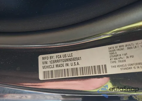 2021 Ram 1500 Big Horn 4X4 5'7 Box from USA, damaged, VIN 1C6RRFFG6MN592041